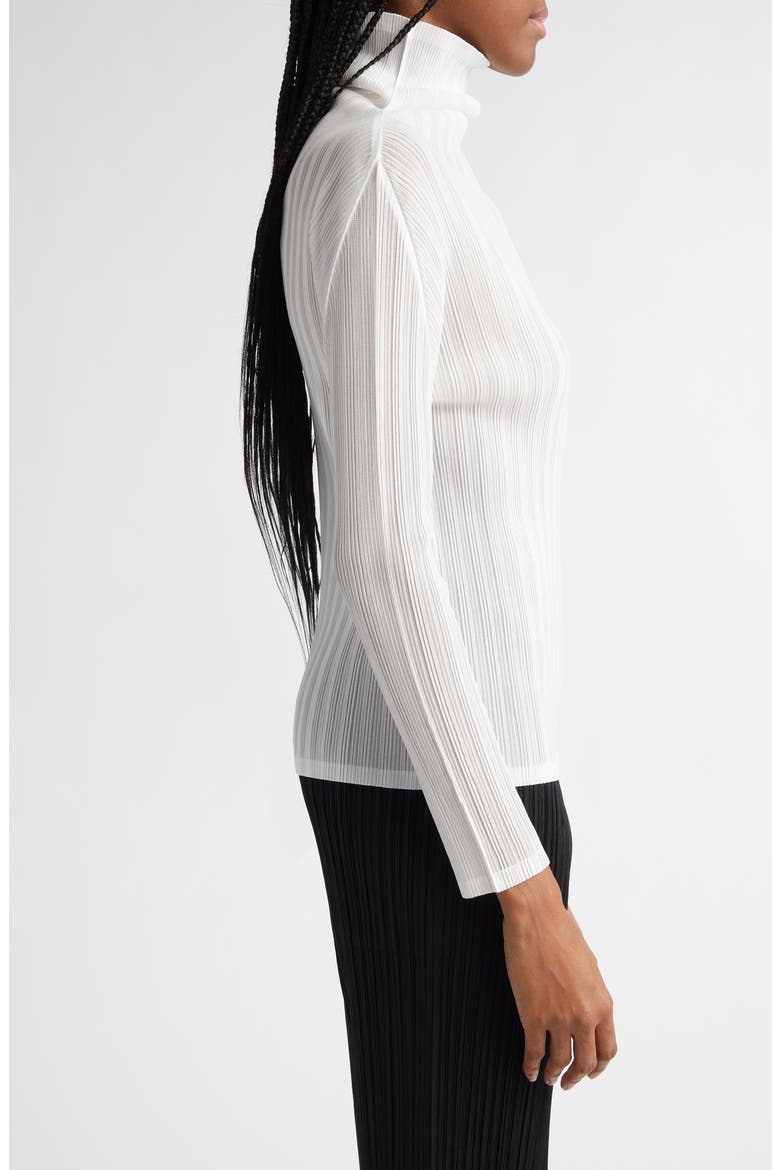 Pleated Long Sleeve Turtleneck, Alternate, color, WHITE