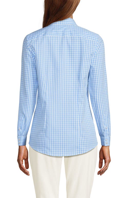Lands' End No Iron Supima Cotton Long Sleeve Shirt In Dusk Blue/white Gingham