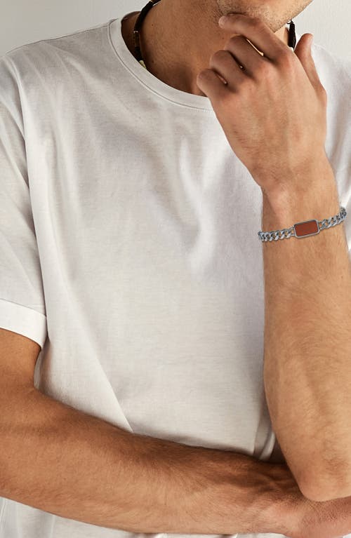 Geoffrey Beene Stainless Steel Semiprecious Stone Curb Chain Bracelet