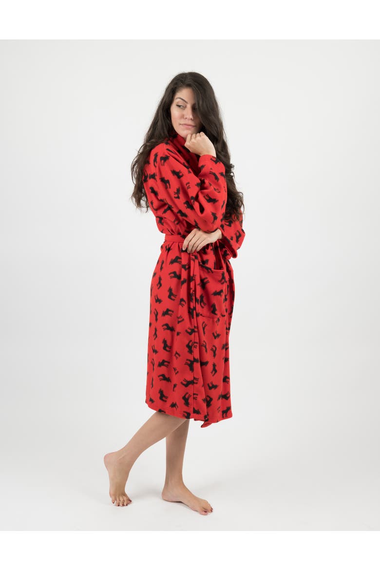 Women's Micro Fleece Robe, Alternate, color, Moose Red
