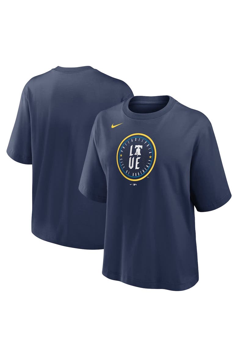 Women's Nike Navy Philadelphia Phillies City Connect Logo Boxy T-Shirt, Alternate, color, Navy