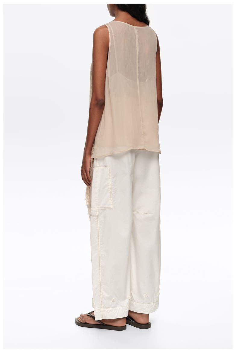 Strappy Frayed Edge Top, Alternate, color, SAND