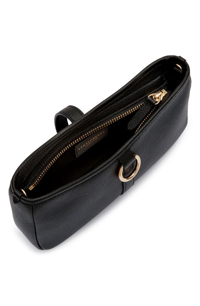 Strathberry Kite Leather Wallet on a Chain, Alternate, color, Black