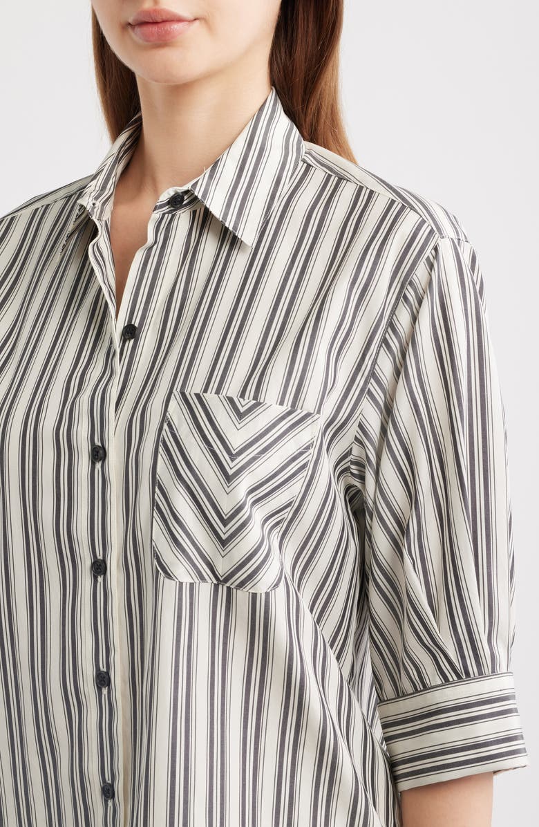 rag & bone Lucia Stripe Cotton Poplin Button-Up Shirt, Alternate, color, Charcoal Stripe