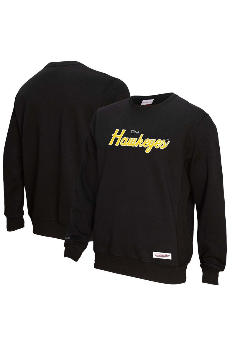 Men's Mitchell & Ness  Black Iowa Hawkeyes Elite Script Pullover Sweatshirt, Main, color, Black