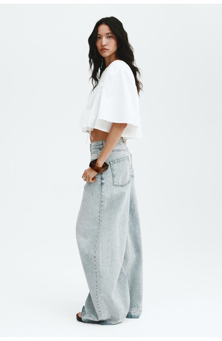 H&M Cropped Cotton Blouse, Alternate, color, White