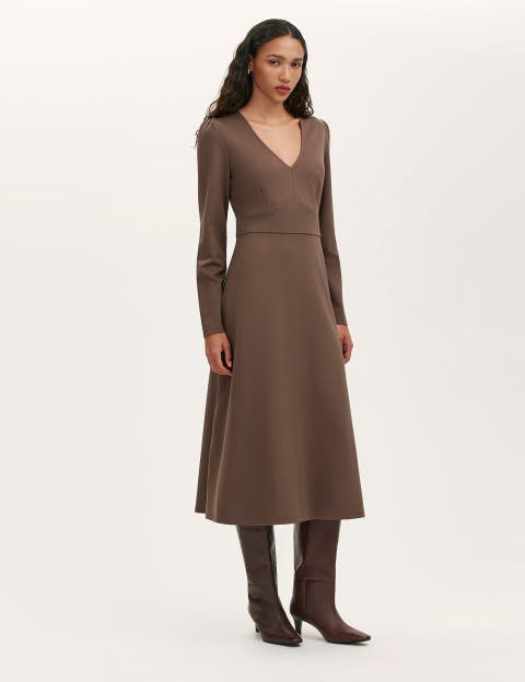 Seraphina Ponte Jersey V Neck Midi Dress
