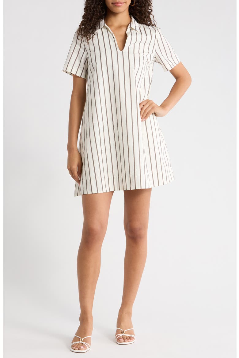 Kamara Stripe Cotton Shirtdress, Main, color, MARSHMALLOW