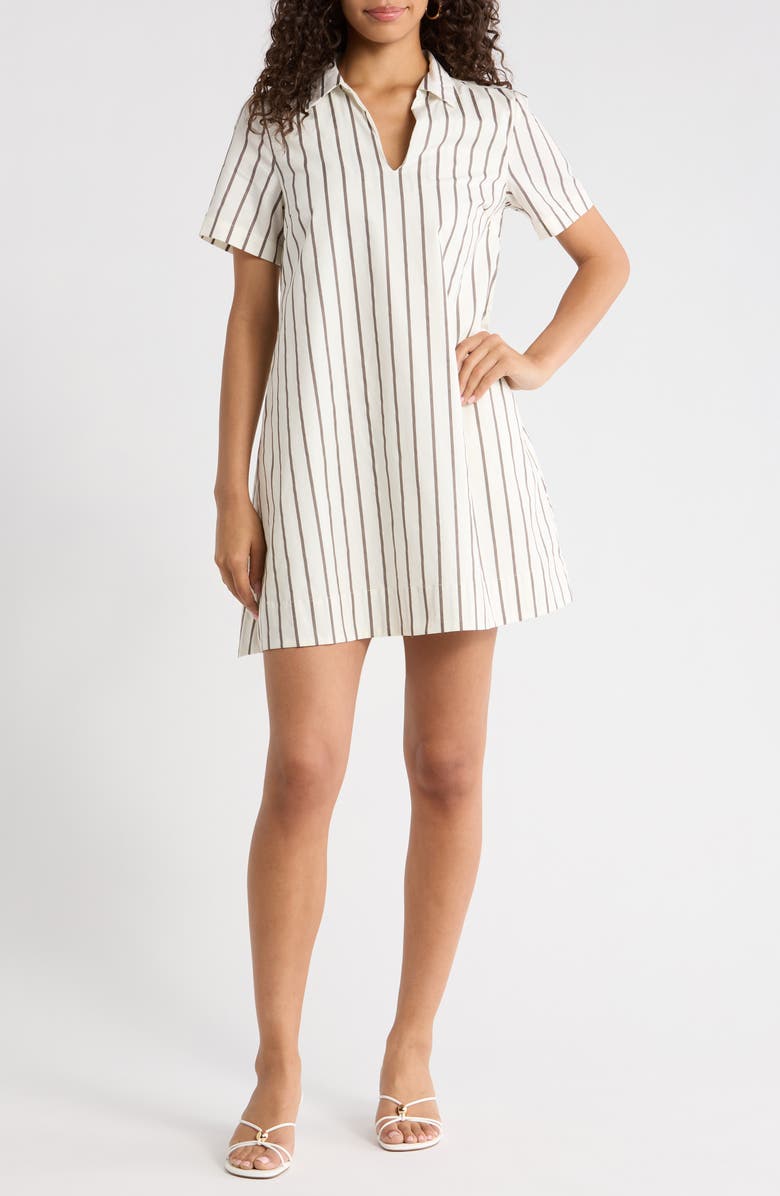 SUGARLIPS Kamara Stripe Cotton Shirtdress, Main, color, Marshmallow