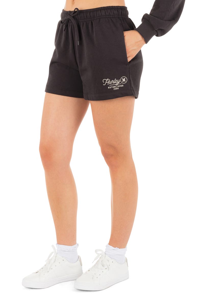 Surf Bound Cotton Blend Sweat Shorts, Alternate, color, OFF BLACK