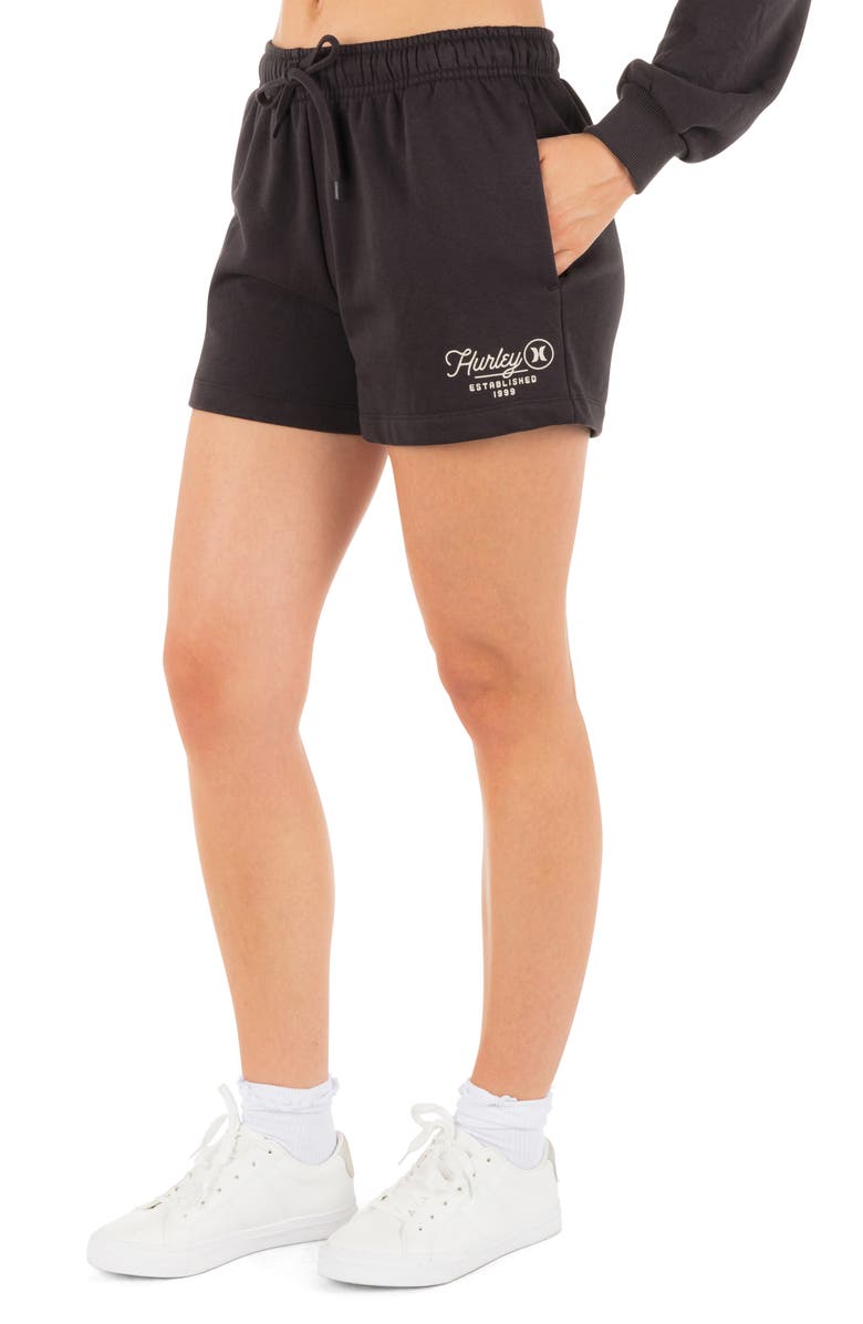 Hurley Surf Bound Cotton Blend Sweat Shorts, Alternate, color, Off Black