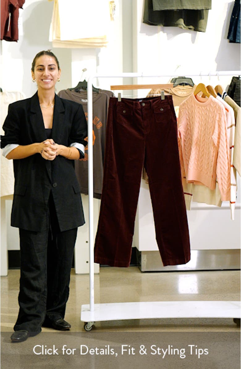 Leenah Patch Pocket Ankle Wide Leg Corduroy Pants, sales video thumbnail
