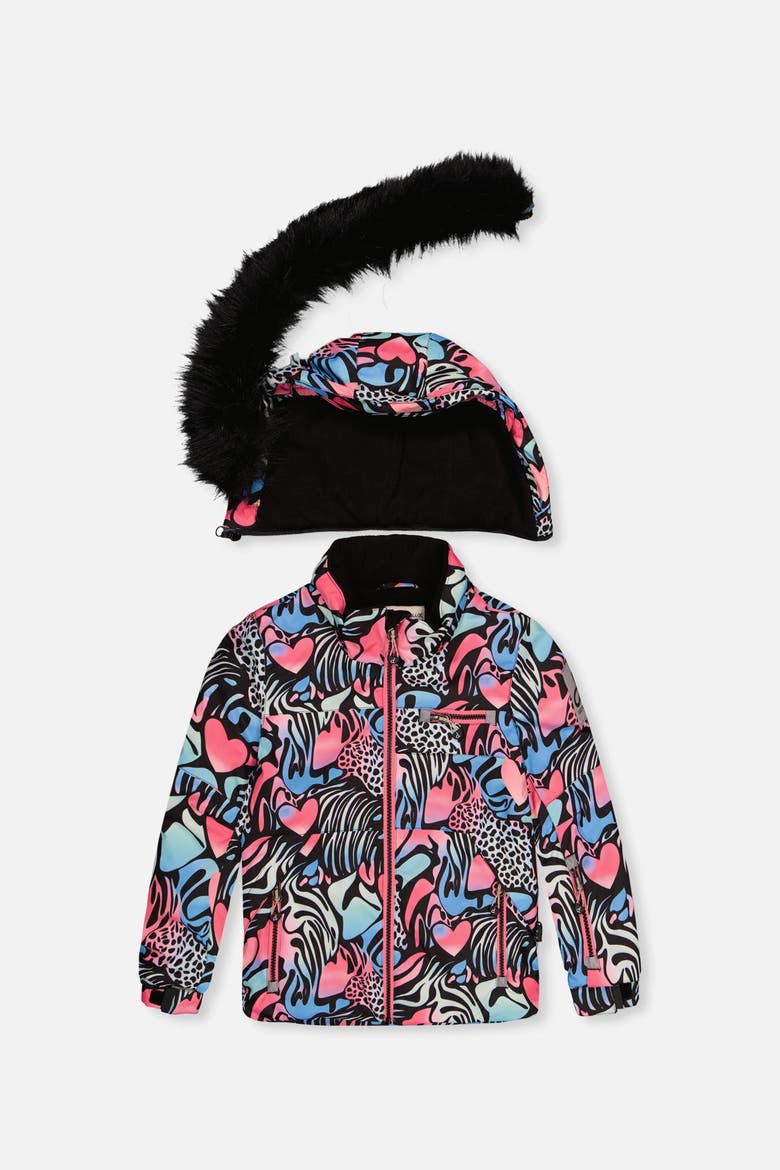 Zebra Play Jacket & Reinforced Pants Two Piece Snowsuit, Alternate, color, Black Zebra Print