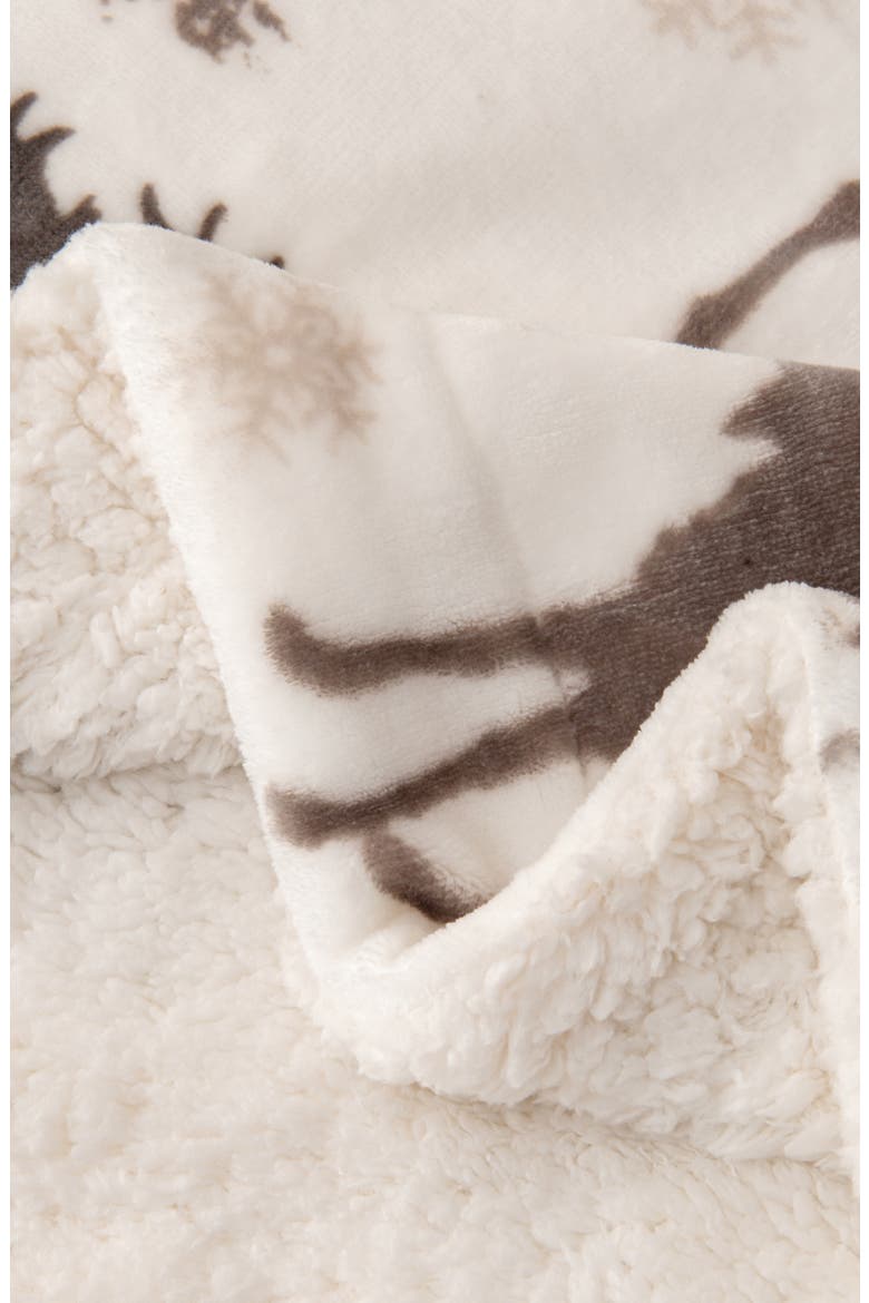 Reversible Faux Shearling Blanket, Alternate, color, MOOSE