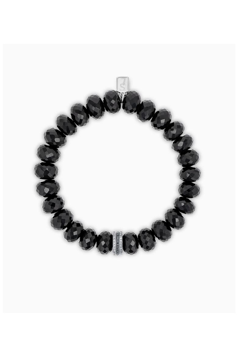 Spinel 10MM Bead Bracelet With Silver And Black Diamond Rondelles, Alternate, color, Spinel / Sterling Silver