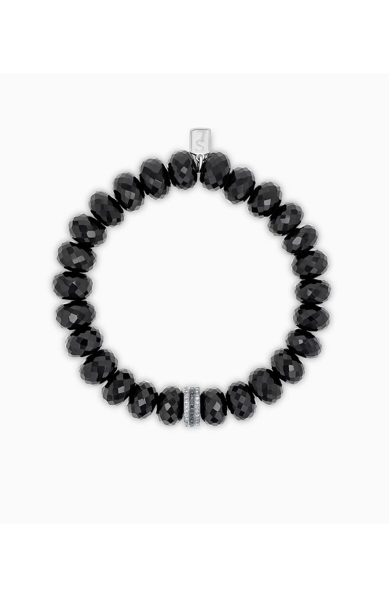Sheryl Lowe Spinel 10MM Bead Bracelet With Silver And Black Diamond Rondelles, Alternate, color, Spinel / Sterling Silver
