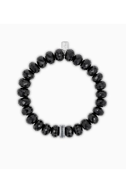 Sheryl Lowe Spinel 10mm Bead Bracelet With Silver And Black Diamond Rondelles