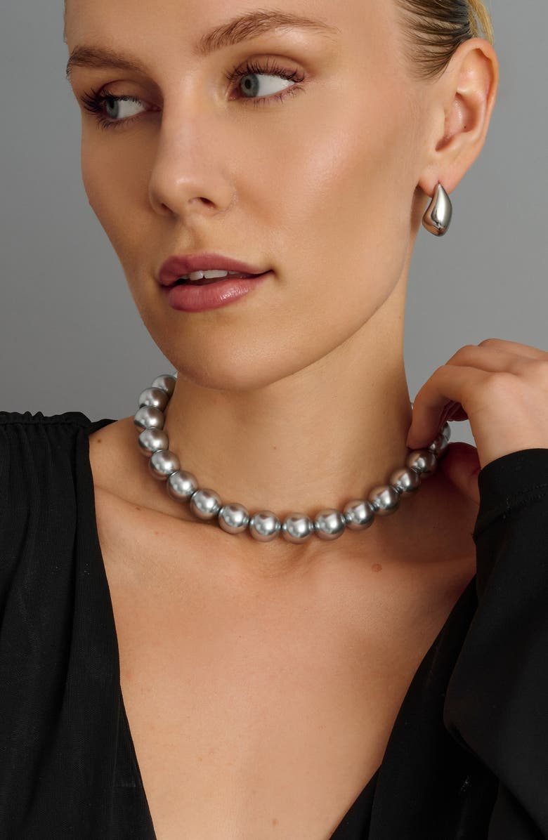 Nialaya Chunky Pearl Choker Necklace, Alternate, color, Silver Finish / Pearl