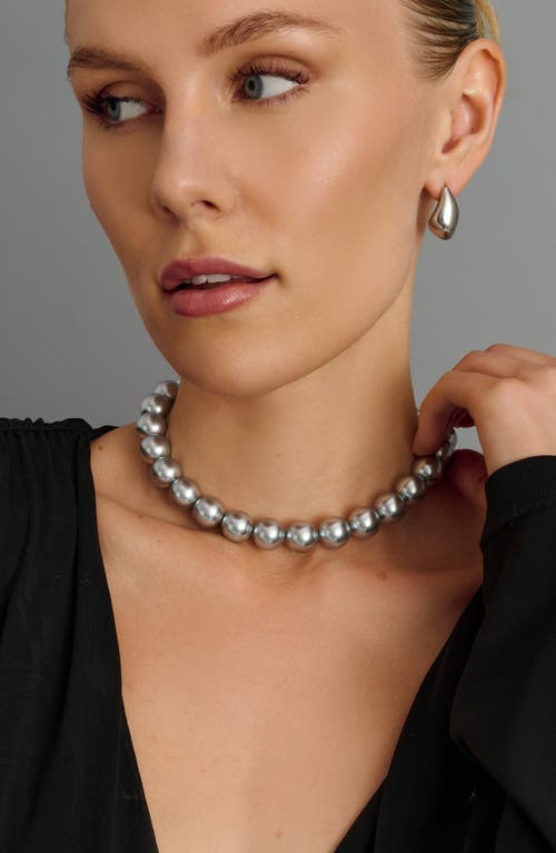 Nialaya Chunky Pearl Choker Necklace In Silver