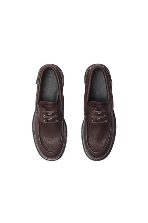 Burberry Raft Leather Loafers In Log