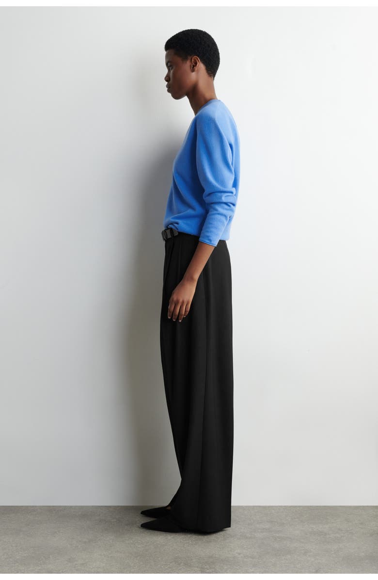 COS Relaxed Twill Wide-Leg Pants, Alternate, color, Black