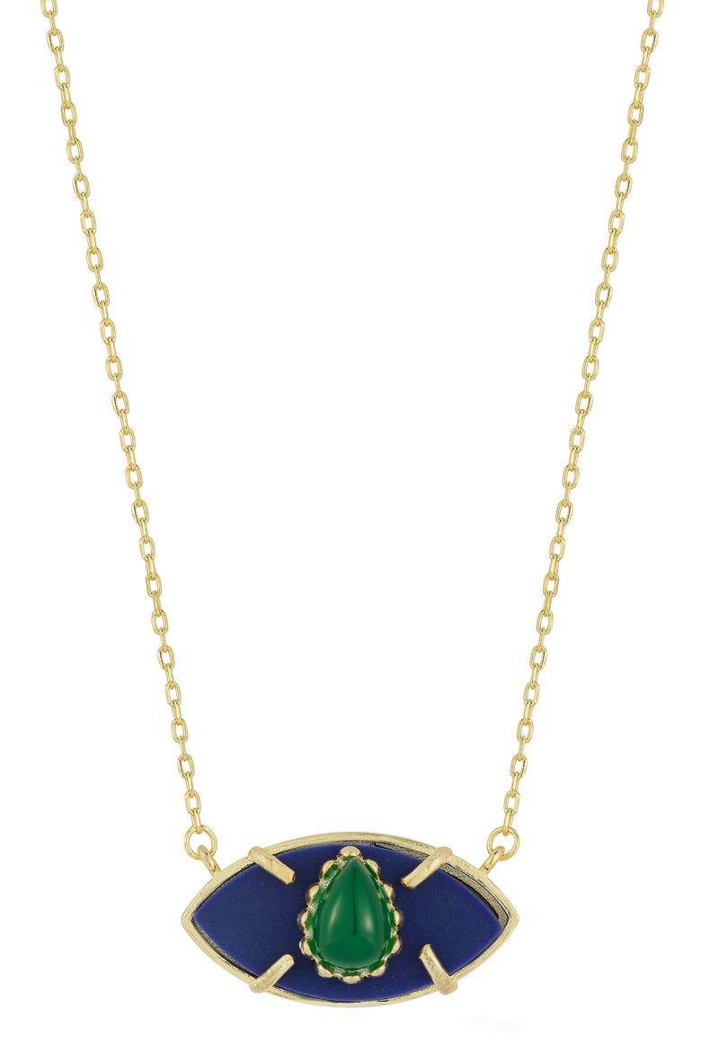14K Gold Plated Sterling Silver Evil Eye Pendant Necklace, Main, color, GOLD