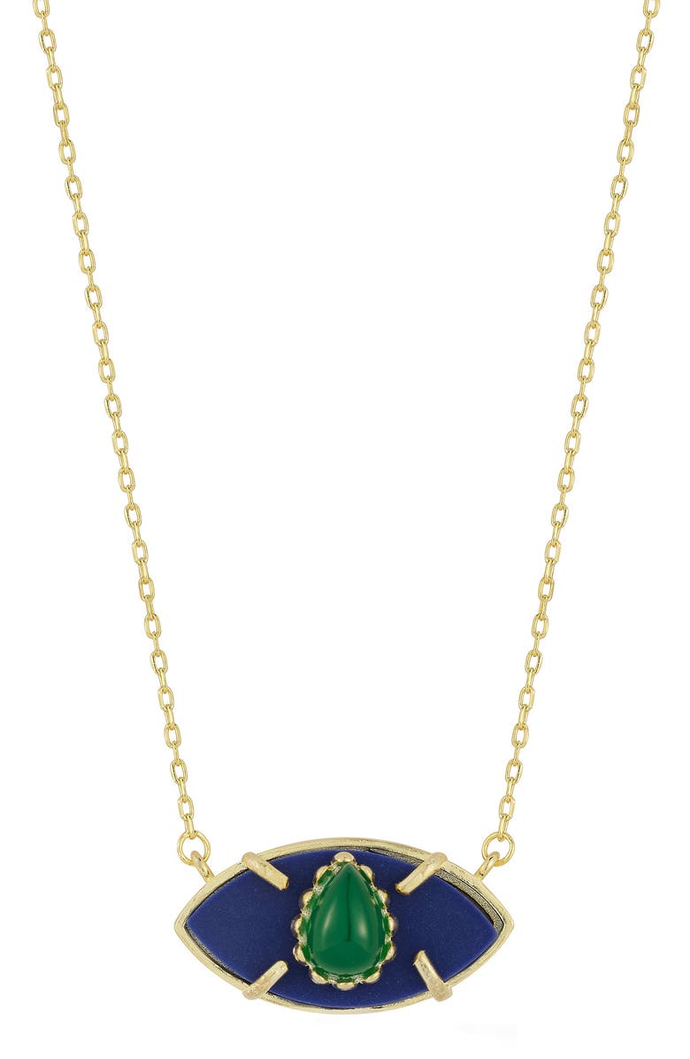 SPHERA MILANO 14K Gold Plated Sterling Silver Evil Eye Pendant Necklace, Main, color, Gold