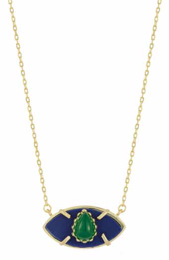 14K Gold Plated Sterling Silver Evil Eye Pendant Necklace