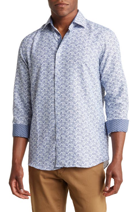Slim Fit Paisley Print Performance Dress Shirt