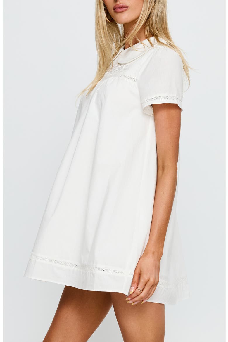 Bethanne Lace Detail Cotton Babydoll Minidress, Alternate, color, WHITE