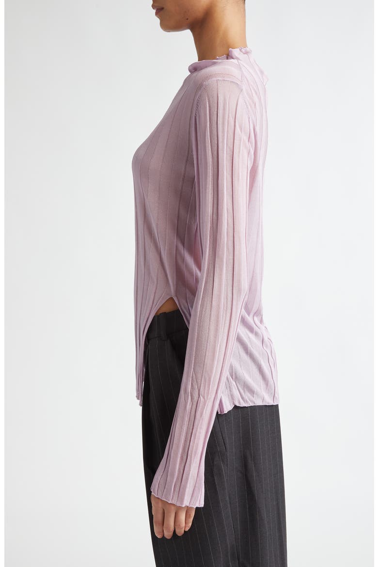 Sheer Rib Funnel Neck Sweater, Alternate, color, LAVENDER