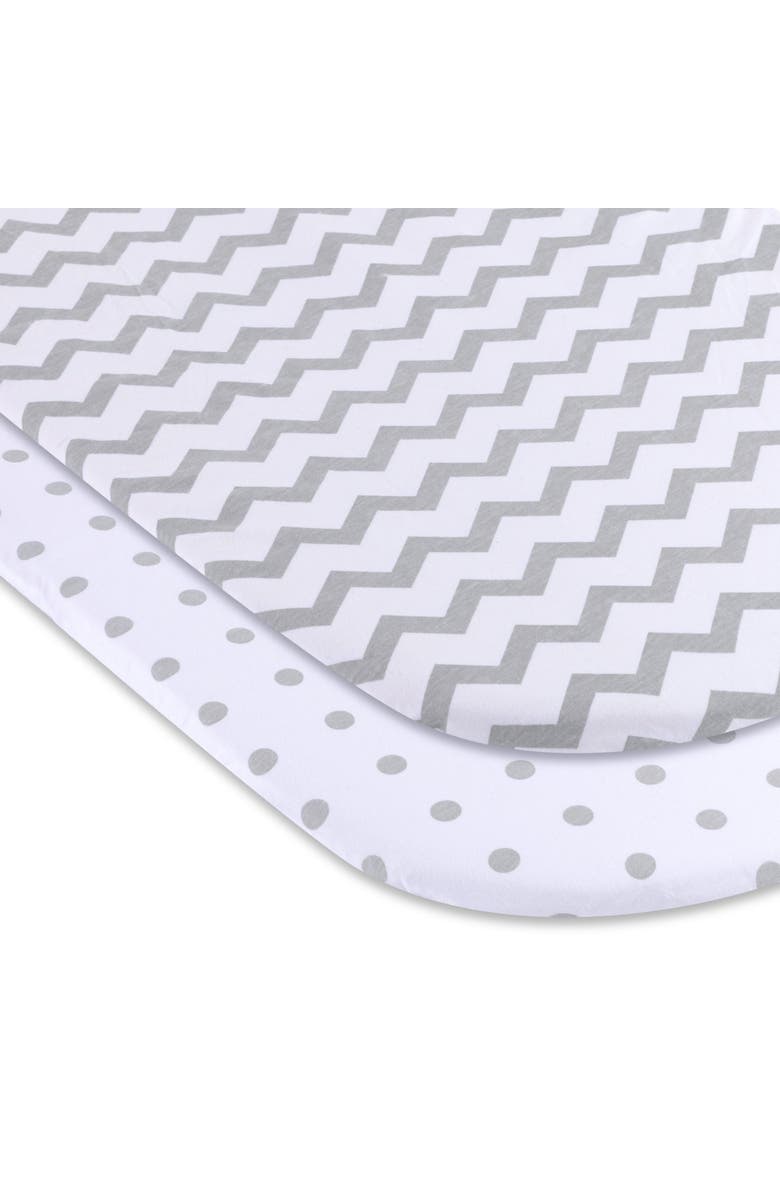 Ely's & Co. Baby Fitted Waterproof Bassinet Sheet 2 Pack, Alternate, color, Grey Chevron & Polka Dot