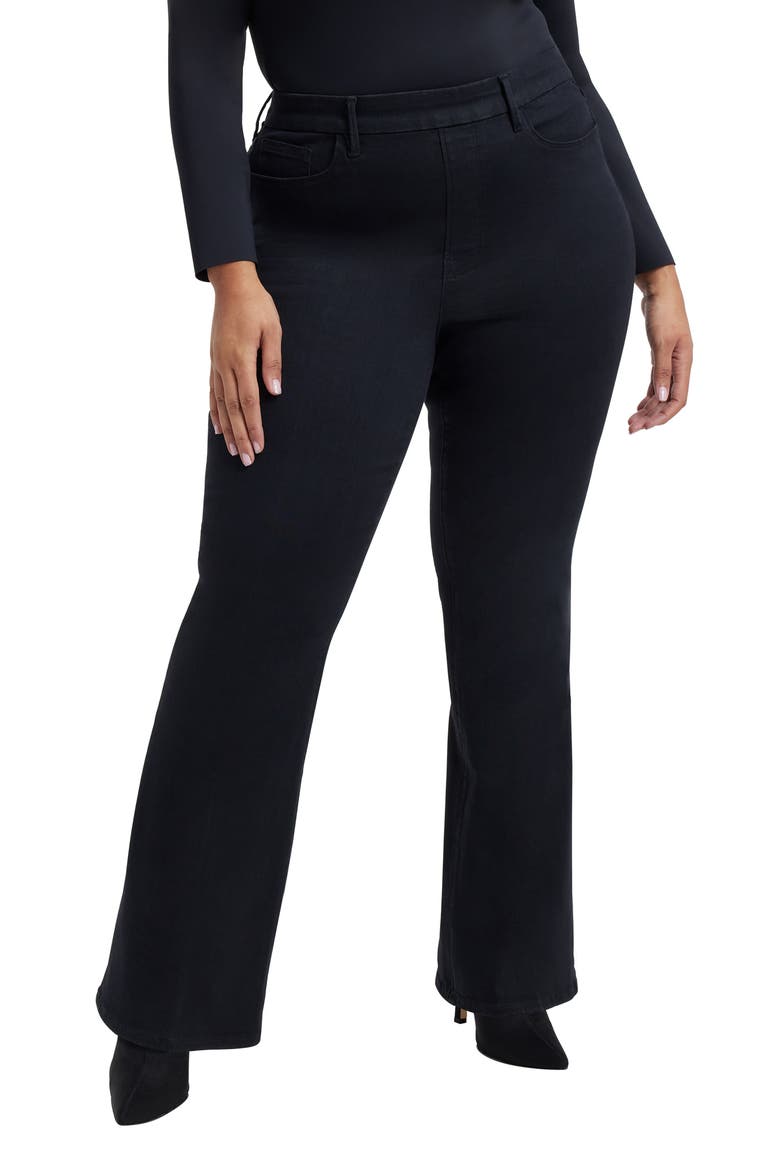 Pull-On Flare Jeans, Alternate, color, BLACK001