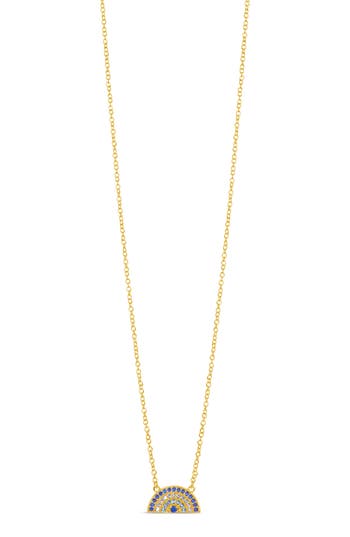 Sterling Forever Shades Of Rainbow Cubic Zirconia Pendant Necklace In Gold