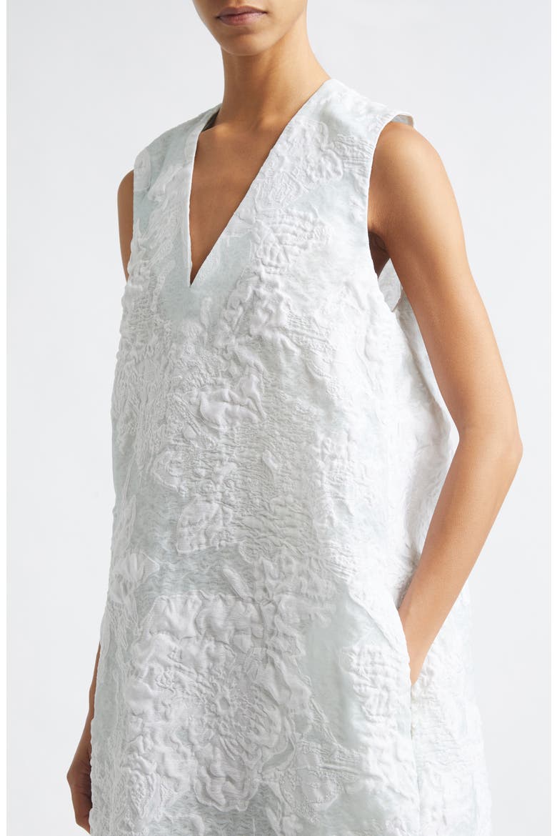 Lena Floral Silk Blend Jacquard Dress, Alternate, color, CELADON