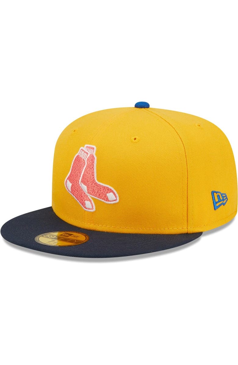 New Era Men's New Era Gold/Azure Boston Red Sox 2004 World Series Undervisor 59FIFTY Fitted Hat, Alternate, color, 