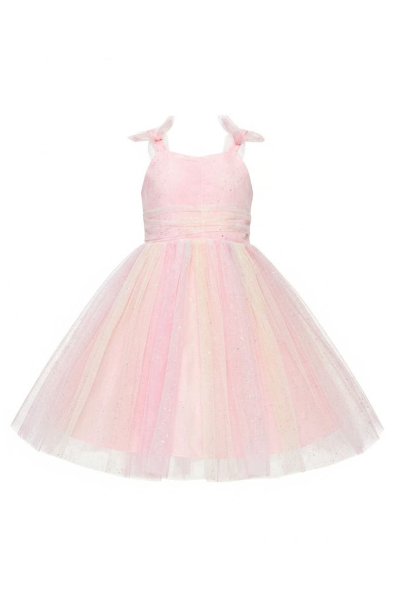 Birthday Glow Pastel Rainbow Tulle Dress, Main, color, Pink