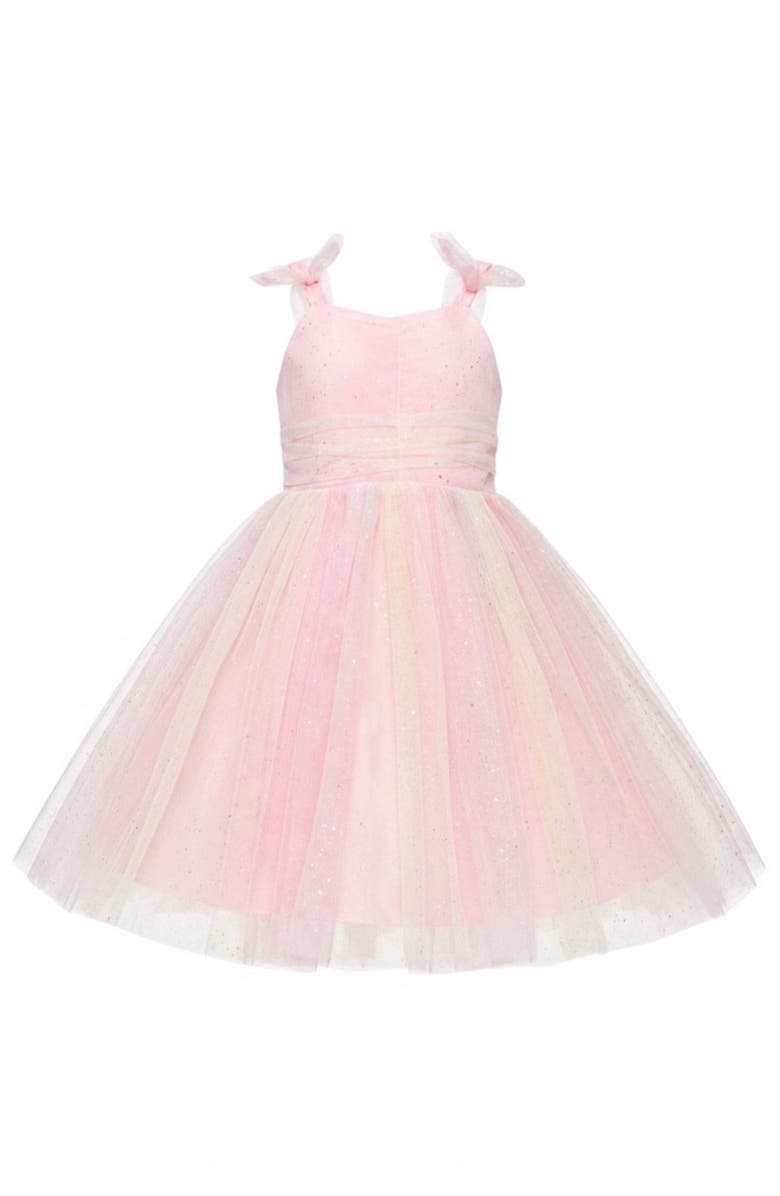 Mia Belle Girls Birthday Glow Pastel Rainbow Tulle Dress, Main, color, Pink
