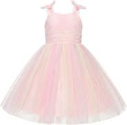 Mia Belle Girls Birthday Glow Pastel Rainbow Tulle Dress