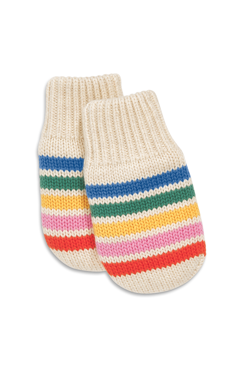 Baby Knit Mittens In Rainbow Stripe, Main, color, Heather Sand Rainbow Stripe
