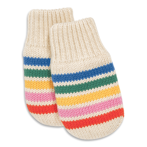 Baby Knit Mittens In Rainbow Stripe
