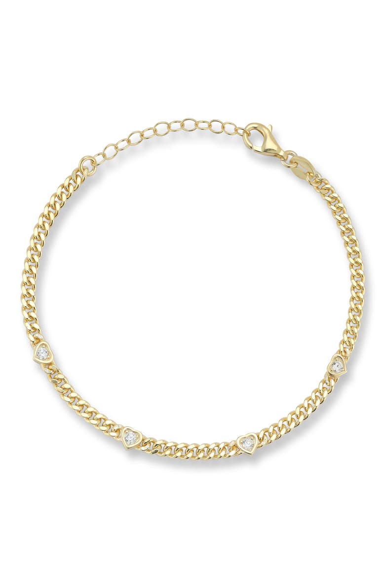 Heart Curb Chain Bracelet, Main, color, GOLD