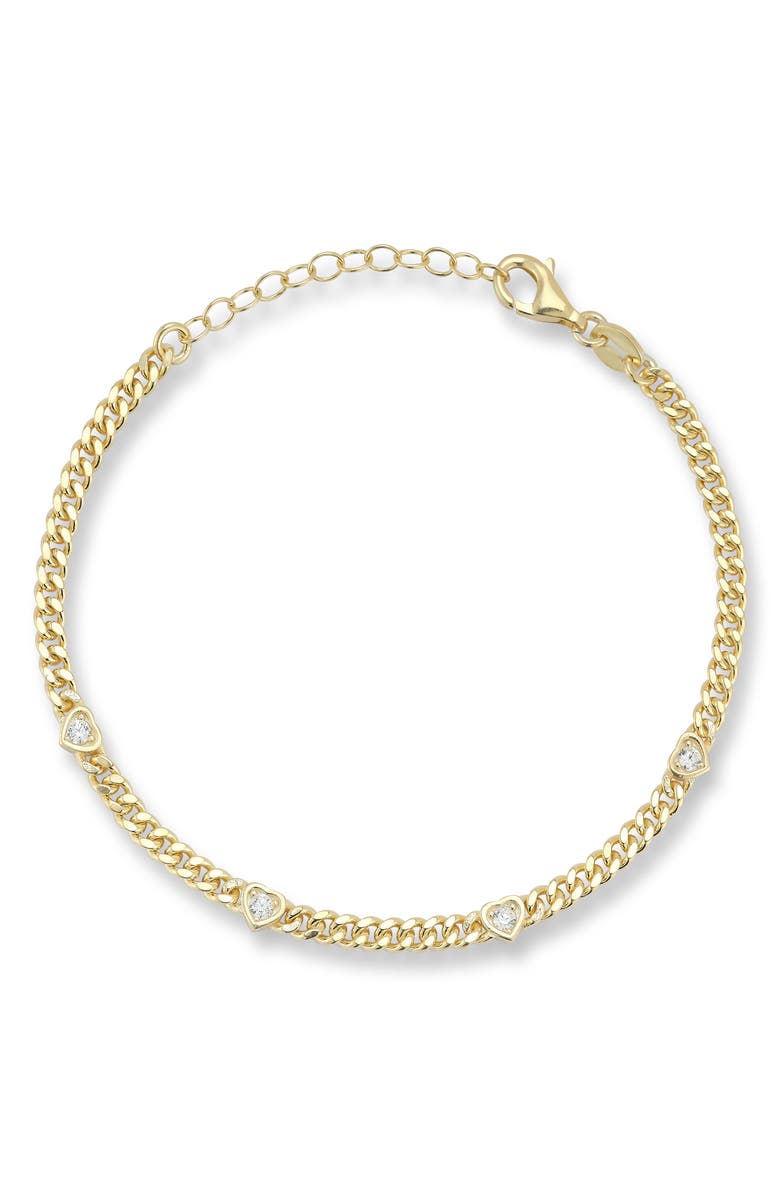 CHLOE AND MADISON Heart Curb Chain Bracelet, Main, color, Gold