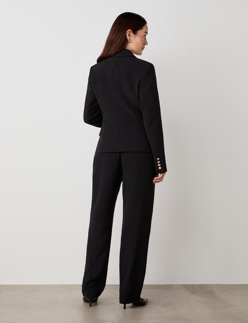 Finery London Lydia Long Sleeve Button Detail Blazer In Black