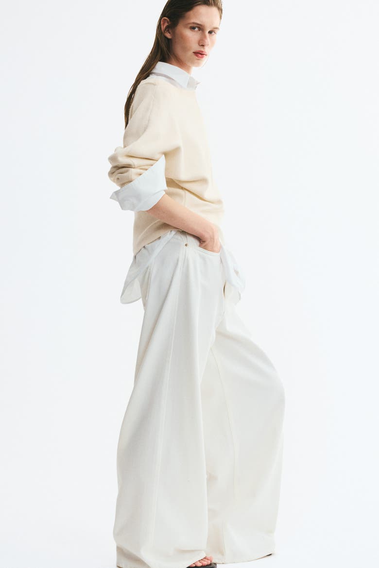 Viscose-Blend Boat-Neck Sweater, Alternate, color, Cream