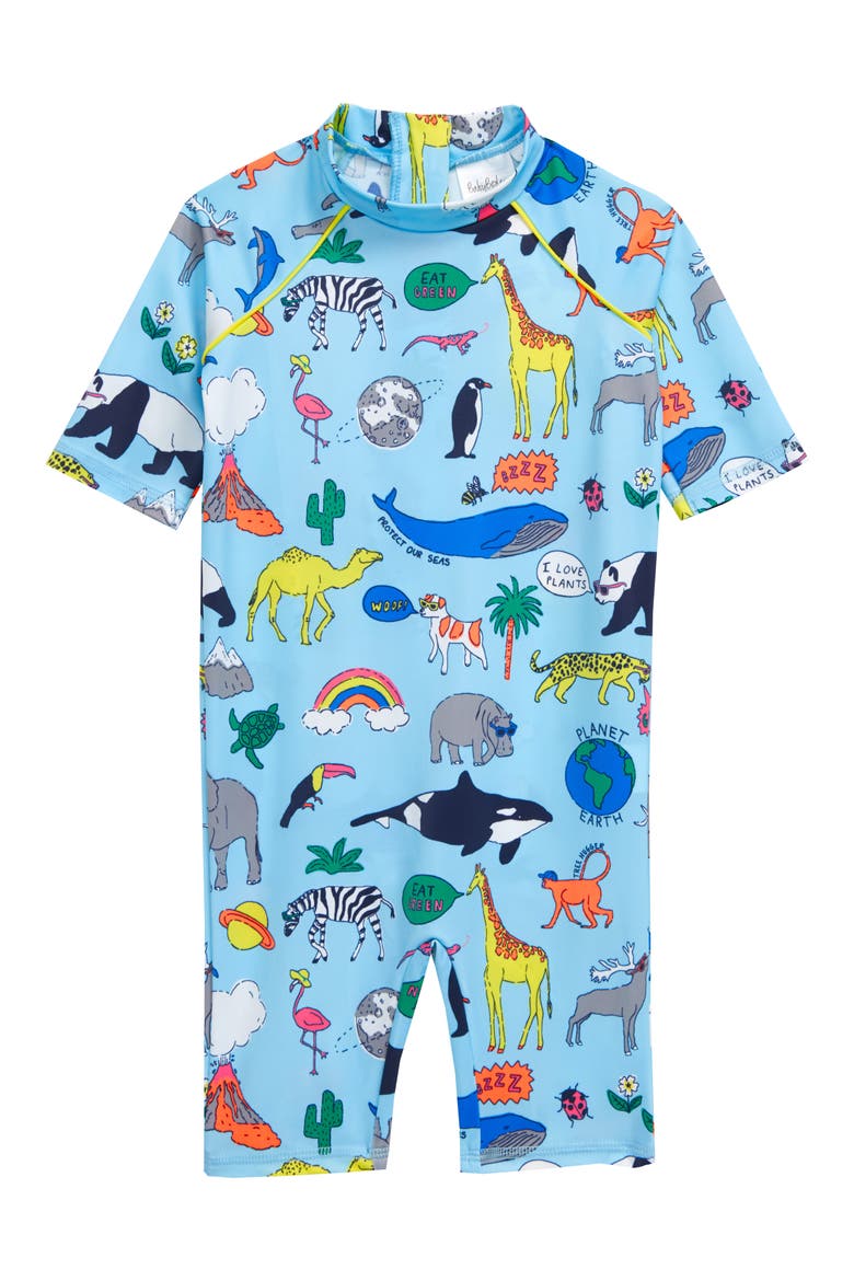 Animal Kingdom One-Piece Rashguard Swimsuit, Main, color, MULTI ANIMAL KINGDOM