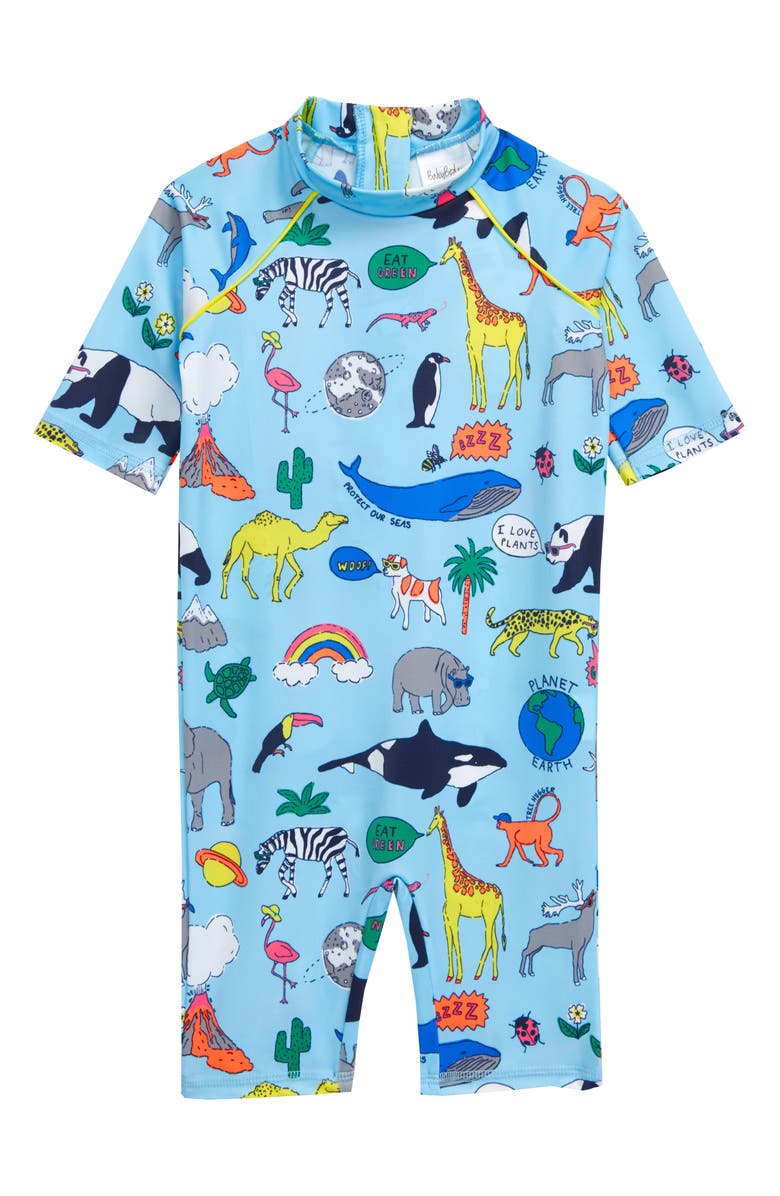 Mini Boden Animal Kingdom One-Piece Rashguard Swimsuit, Main, color, 