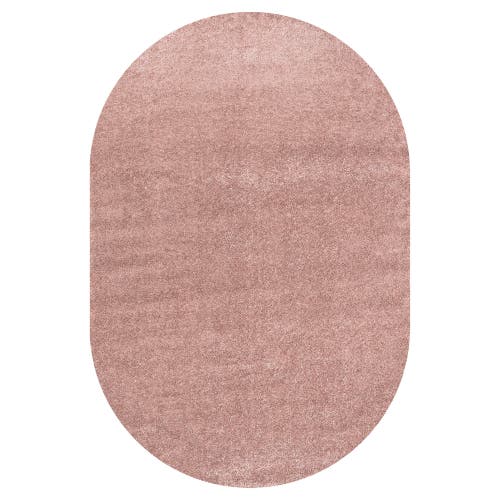 Jonathan Y Haze Solid Low-pile Oval Area Rug In Pink/magenta