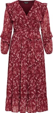 City Chic Arielle Ruffle Long Sleeve Maxi Dress