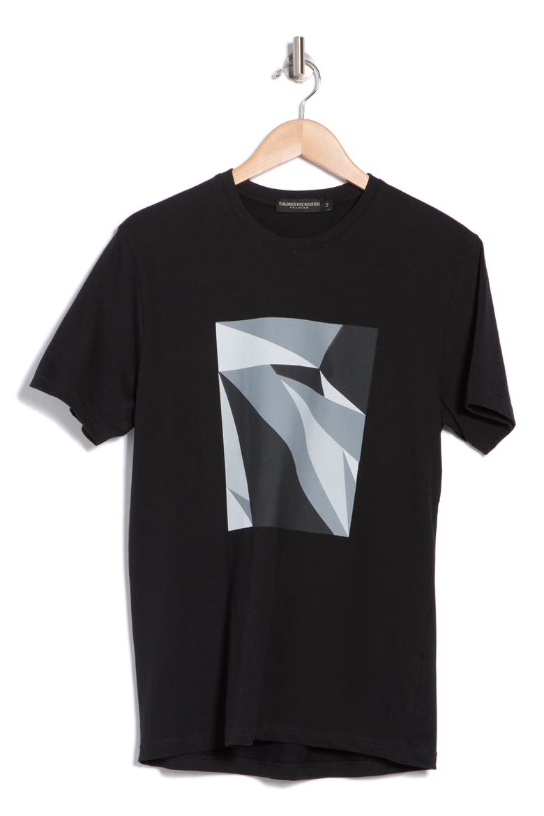Flat Abstract Stretch Cotton Graphic T-Shirt, Alternate, color, BLACK
